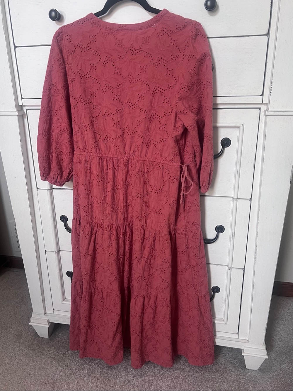 Marine Layer Coral Pink Eyelet Midi Dress - Picture 5 of 7